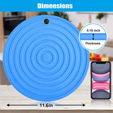 Premium Silicone Ripple Trivet Mat, HEISENLIN 11.6 inch Large Pot Holder, Potholder, Hot Pad, Spoon Rest, Jar Opener, Pot Coaster and Table Mat, Heat Resistant, Flexible, Durable, Non Slip, Blue