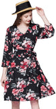 Floral Chiffon Dresses for Women Flowy Homecoming Cocktail Dress Casual Beach Sun Dress