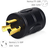 ElecStream Tech NEMA L5-30P to TT-30R,30A Male 3-Prong Locking Compact Plug to 30A Female,Generator to 30Amp RV Adapter