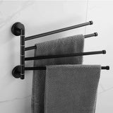 YaGao - Bathroom Swing Arm Towel Bars Wall Mount Bath Towel Rack with Arms Hanger Towel Holder Organizer - SUS 304 Stainless Steel Matte Black (3 Arms(Black))