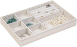 Richards Homewares Jewelry Storage Organizer Tray, 16-Compartment, Pebbled White