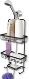 Splash Home Aluminum Kohala Shower Caddy Bathroom Hanging Head Two Basket Organizers Plus Dish For Storage Shelves For Shampoo, Conditioner and Soap, 24 x 5 x 11 Inches, Chrome