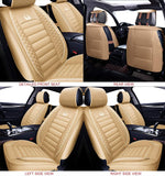 OASIS AUTO OS-011 Leather Car Seat Covers, Faux Leatherette Automotive Vehicle Cushion Cover for Cars SUV Pick-up Truck Universal Fit Set for Auto Interior Accessories (Front ONLY, TAN)