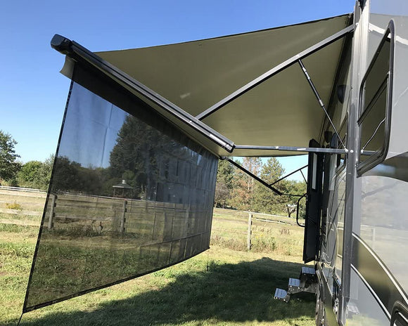 Tentproinc RV Awning Sun Shade 8'X15'3'' Black Mesh Screen Sunshade UV Blocker Complete Kits - 3 Years Limited Warranty