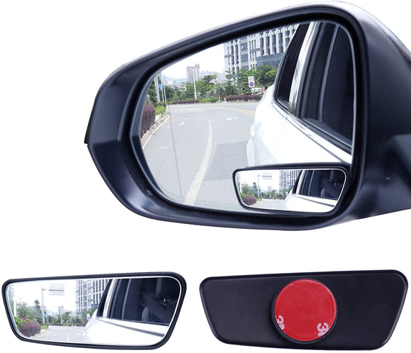 Livtee Framed Rectangular Blind Spot Mirror, HD Glass and ABS Housing Convex Wide Angle Rearview Mirror with Adjustable Stick for Universal Car (2 pcs)