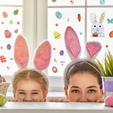 Frienda 3 Pieces Car Bunny Ears Nose Decorations and 3 Sheets Easter Egg Sticker Easters Rabbit Egg Window Decals Bunny Paw Print Stickers for Auto Easter Party Decoration