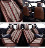 OASIS AUTO Leather Car Seat Covers, Faux Leatherette Automotive Vehicle Cushion Cover for Cars SUV Pick-up Truck Universal Fit Set for Auto Interior Accessories (OS-007 Front Pair, Brown)