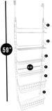 Smart Design Over The Door Adjustable Pantry Organizer Rack w/ 6 Adjustable Shelves - Large 58 Inch - Steel Construction w/ Hooks & Screws - for Cans, Food, Misc. Item - Kitchen [White]