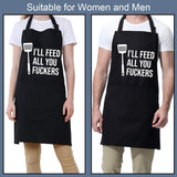 I'll Feed All You - Funny Aprons for Men, Women with 3 Pockets - Dad Gifts, Gifts for Men - Birthday, Mothers Day Gifts for Mom, Wife, Husband, Brother, Friends - Miracu Kitchen Cooking BBQ Chef Apron