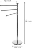 MyGift Modern Metal 3 Swivel Arm Towel Holder Rack, Freestanding Hand Towel Bar Stand