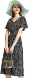 Floral Chiffon Dresses for Women Flowy Homecoming Cocktail Dress Casual Beach Sun Dress