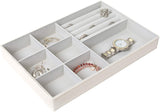 Richards Homewares Jewelry Storage Organizer Tray, 16-Compartment, Pebbled White