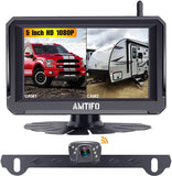 AMTIFO A6 HD 1080P Digital Wireless Backup Camera Kit with Stable Signal,5 Inch Split/Full Screen Rear View System for Trucks,Cars,Campers,Vans