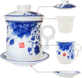 Tea Talent Porcelain Tea Cup with Infuser Lid and Saucer Sets - Chinese Jingdezhen Ceramics Coffee Mug Teacup Loose Leaf Tea Brewing System for Home Office