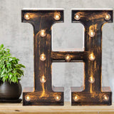 Pooqla Vintage Light Up Marquee Letters with Lights – Illuminated Industrial Style Lighted Alphabet Letter Signs - Coffee Bar Apartment Bedroom Wall Home Initials Decor A-Z