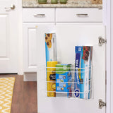 Household Essentials White Double Basket Organizer | Mounts to Solid Cabinet Doors or Walls