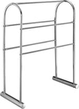 MyGift Chrome-Plated 5 Bar Towel Stand Organizer, 32-Inch Freestanding Bath Drying Rack