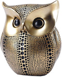 Owl Statue Decor Small Crafted Figurines for Home Decor Accents, Living Room Bedroom Office Decoration, Book Shelf TV Stand Decor - Animal Sculptures Collection BFF Gifts for Birds Lovers (Gold+white)