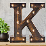 Pooqla Vintage Light Up Marquee Letters with Lights – Illuminated Industrial Style Lighted Alphabet Letter Signs - Coffee Bar Apartment Bedroom Wall Home Initials Decor A-Z