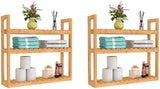 Domax Bamboo Bathroom Shelf 3-Tier Wall Mount Storage Rack Multifunctional Adjustable Layer Free Standing Over Toilet Utility Shelves Living Room Kitchen (Bamboo)