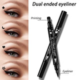 Double-sided Liquid Stamp Eyeliner Pen, Two colors Pencil with Eye Makeup Stamp Waterproof Double Sided Long Lasting Seal Eyeliner, Heart,Star,Moon,Flower (4PCS)