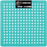 Gorilla Grip Patented Shower Stall Mat, 21x21 Bath Tub Mats, Washable, Square Bathroom Mats for Showers with Drain Holes, Suction Cups, White