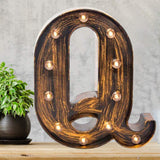 Pooqla Vintage Light Up Marquee Letters with Lights – Illuminated Industrial Style Lighted Alphabet Letter Signs - Coffee Bar Apartment Bedroom Wall Home Initials Decor A-Z