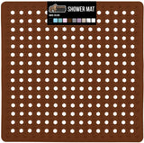 Gorilla Grip Patented Shower Stall Mat, 21x21 Bath Tub Mats, Washable, Square Bathroom Mats for Showers with Drain Holes, Suction Cups, White