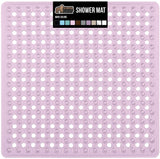 Gorilla Grip Patented Shower Stall Mat, 21x21 Bath Tub Mats, Washable, Square Bathroom Mats for Showers with Drain Holes, Suction Cups, White