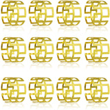 ZeeDix Set of 12 Flower Gold Napkin Rings for Dinning Table Setting - Napkin Holder Rings for Holiday Party,Wedding Receptions, and Home Kitchen for Casual or Formal Occasion