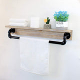 Womio Rustic Towel Racks with Towel Bar,30" Farmhouse Bathroom Shelves Wall Mounted,Industrial Pipe Home Decor Wall Shelf,Floating Shelves