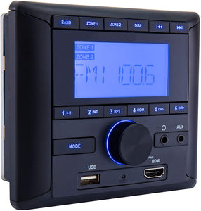 RecPro RV Stereo AM/FM Radio with Bluetooth | Aux-in | HDMI | 4-Channel Audio | RV Sound System