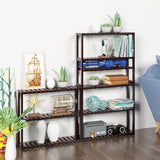 HOMFA Bamboo Bathroom Shelf 3-Tier Multifunctional Adjustable Layer Rack Wall Mounted Utility Storage Organizer Towel Shelves Kitchen Living Room Holder Dark Brown