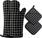 WinChange Oven Mitts and Potholders BBQ Gloves-Oven Mitts and Pot Holders with Recycled Cotton Infill Silicone Non-Slip Cooking Gloves for Cooking Baking Grilling (4-Piece Set,Grey)