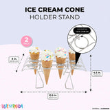 Ice Cream Cone Holder Stands for Party, Baking Rack (10.8 x 7.9 x 3.5 in, 2 Pack)