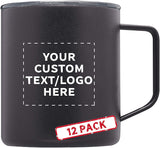 Kenai Powder Coated Travel Mugs - 12 pack - Customizable Text, Logo - 13.5 oz Coffee Mug - Great For Camping - Red