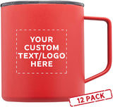 Kenai Powder Coated Travel Mugs - 12 pack - Customizable Text, Logo - 13.5 oz Coffee Mug - Great For Camping - Red