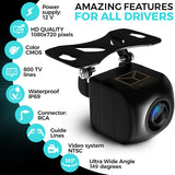 Backup Camera for Car - HD Reverse Camera with Starlight Night Vision - Waterproof Vehicle Back Up Rear View Camera Parking Lines On/Off - Wide View Angel 149 Degrees - High Definition by Yanees