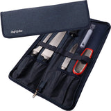 Chef Knife Bag Folder Case Bag | 6 Pockets for Knives & Kitchen Utensils | Honing Rod Pocket & Mesh Pocket | Durable Knife Case for Chefs & Culinary Students (Navy)