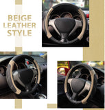 Elantrip Steering Wheel Cover Leather 15 1/2 to 16 inch Universal Large Soft Grip Breathable for Car Truck SUV Jeep Anti Slip Beige