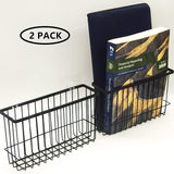 Over the Cabinet Door Organizer Holder, EINFAGOOD Wall Basket No Drilling with Adhesive Pads, 2 Pack Black(Door Baskets)