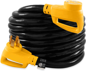 Camco 30' PowerGrip Heavy-Duty Outdoor 50-Amp Extension Cord for RV and Auto | Allows for Additional Length to Reach Distant Power Outlets | Built to Last (55195)