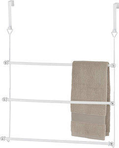 MyGift Over-The-Door 3 Tier Bathroom Towel Bar Rack with Chrome-Plated Finish