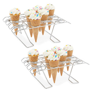 Ice Cream Cone Holder Stands for Party, Baking Rack (10.8 x 7.9 x 3.5 in, 2 Pack)