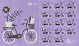 Trendy Tripper Swedish Dishcloth/Sponge Cloth, Mid-Century Modern Design: Set of 2 Bike + Bicycles Black + White (Black + White on Grey)