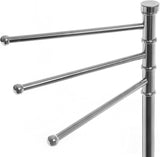 MyGift Modern Metal 3 Swivel Arm Towel Holder Rack, Freestanding Hand Towel Bar Stand