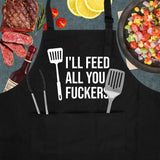 I'll Feed All You - Funny Aprons for Men, Women with 3 Pockets - Dad Gifts, Gifts for Men - Birthday, Mothers Day Gifts for Mom, Wife, Husband, Brother, Friends - Miracu Kitchen Cooking BBQ Chef Apron