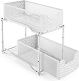 Simple Trending Stackable 2-Tier Under Sink Cabinet Organizer with Sliding Storage Drawer, Silver