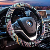 Valleycomfy Boho Universal 15 inch Steering Wheel Covers with Cloth for Women