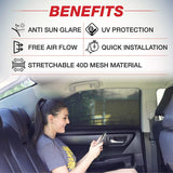 EcoNour Window Sunshade Breathable Mesh for Backseat (2 Pack) | Protect Your Baby and Kids from Sun | Car Window UV Ray Deflector | Rear Side Window Shade | Maximum Elasticity (Medium 21” x 44")